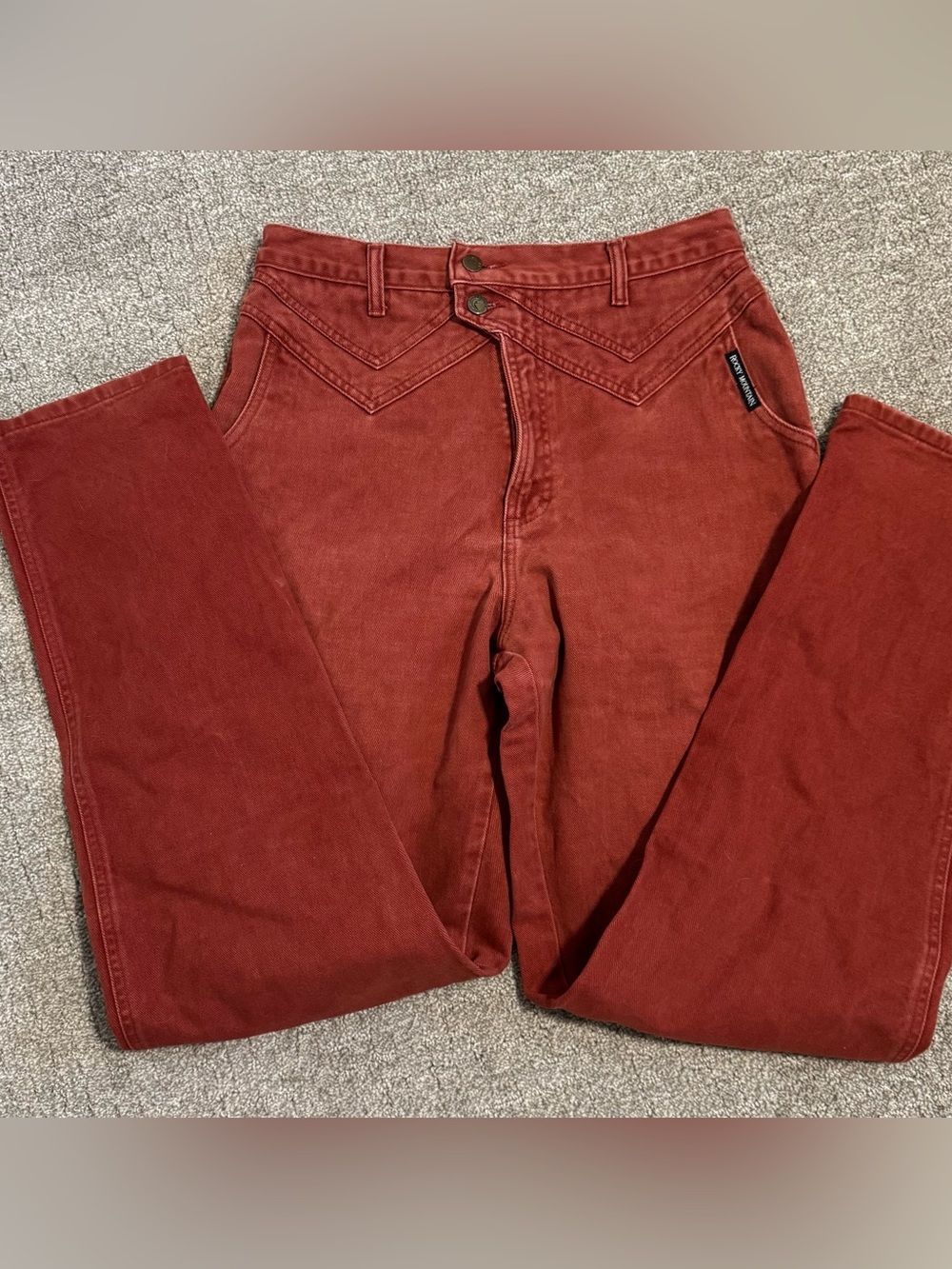 Vtg 80s 90s Rocky Mountain Jeans Red Rust Bareback High Rise Western Size 15/16